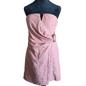 Line & Dot Linen Blend Strapless Mini Dress, Size M